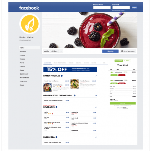 Facebook Food Ordering App